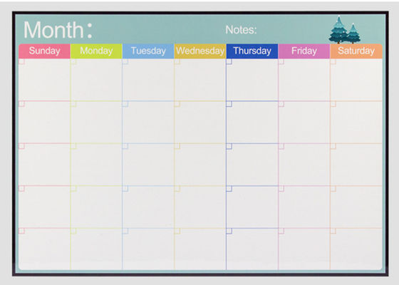 Calendario Promozionale Magnetico Mensile Cancellabile a Secco PET Superficie 17x12" Lista della Spesa Magnetica per Frigorifero