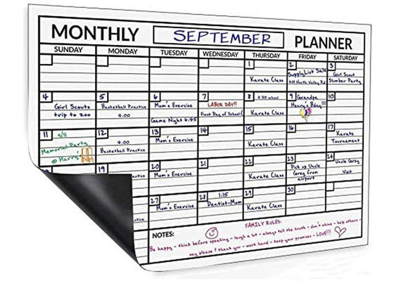 Magnete di carta frigorifero Magnetic Monthly Planner 12 per 16 pollici Personalizzato calendario di cancellazione a secco con quattro brillanti marcatori di tappo magnetico per facile