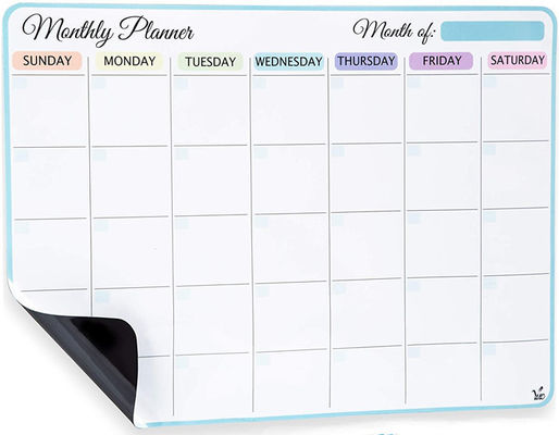 Magnete di carta frigorifero Magnetic Monthly Planner 12 per 16 pollici Personalizzato calendario di cancellazione a secco con quattro brillanti marcatori di tappo magnetico per facile