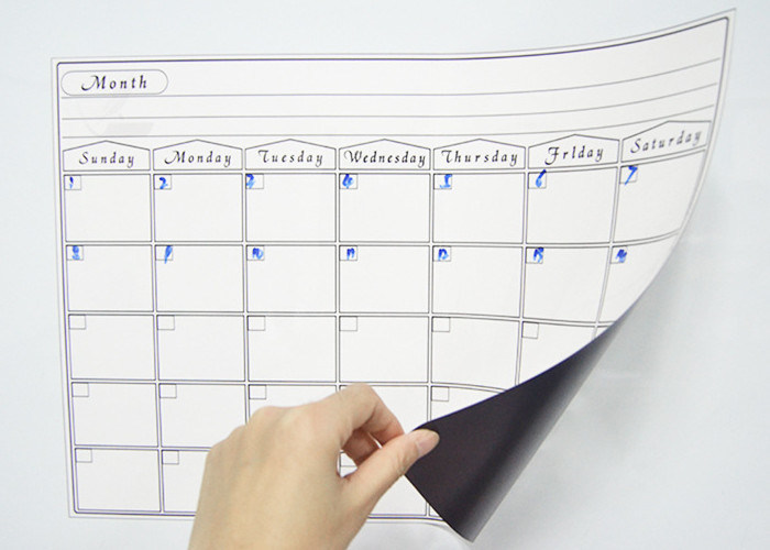 Calendario Promozionale Magnetico Mensile Cancellabile a Secco PET Superficie 17x12" Lista della Spesa Magnetica per Frigorifero