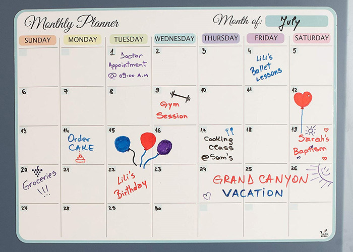Calendario Magnetico da Frigo, Pianificatore Settimanale e Mensile Magnetico Cancellabile a Secco con Superficie Resistente alle Macchie per Scrittura e Cancellazione Facili